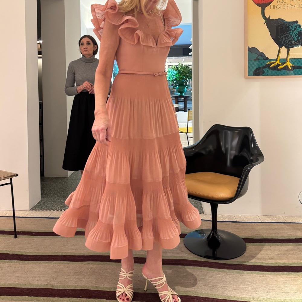 Zimmermann Lipstick Pleated Midi Dress